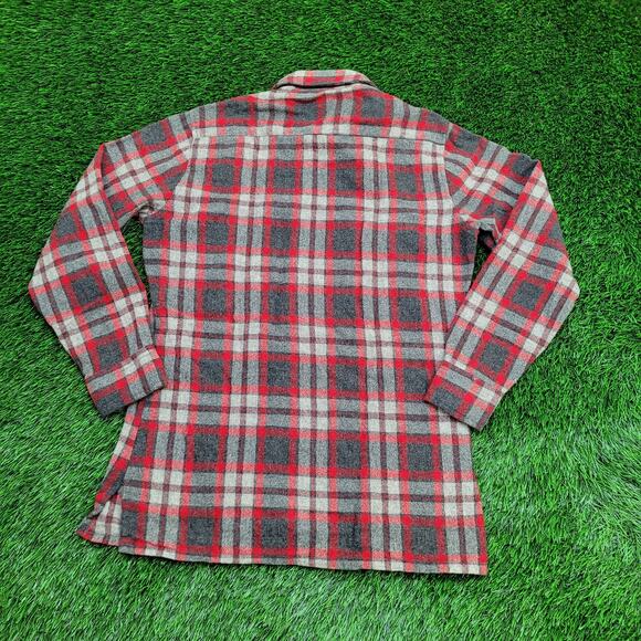 Vintage 90s Western Flannel Wool Button Shirt S/M 21x29 Plaid - Picture 2 of 11